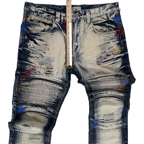 Smoke Rise Mens 36X32 Jeans Distressed Paint Splatter Original Vintage Denim - Picture 8 of 8